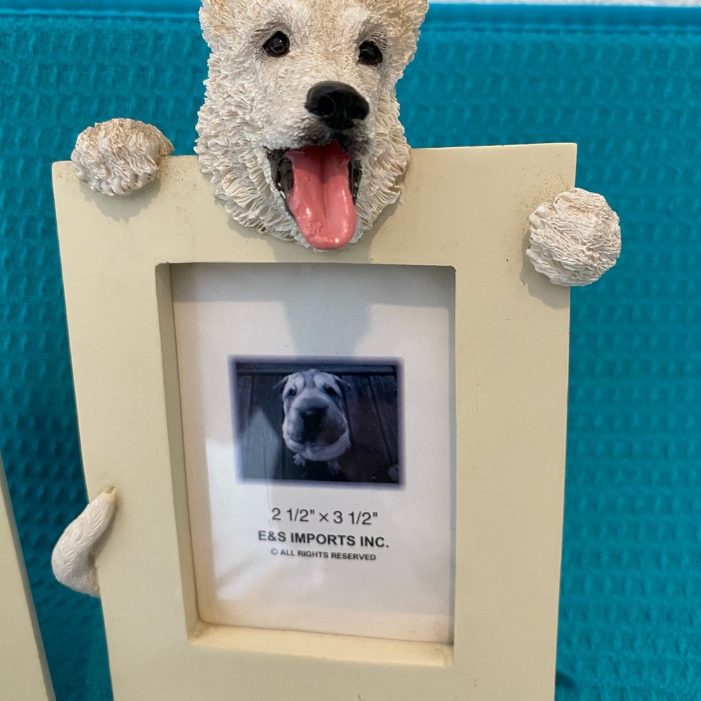 White German Shepherd “Picture Frame”Cream 2.5x3.5” NEW